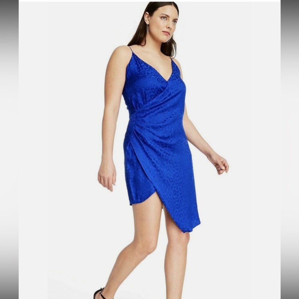 Cushnie Blue Asymmetrical Dress with Subtle Animal Print